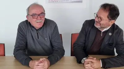 Sylvain Duda à gauche et Laurent Bergeot, Directeur général de l'ANGDM à droite