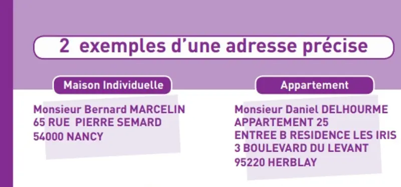 2 exemples d'une adresse précise